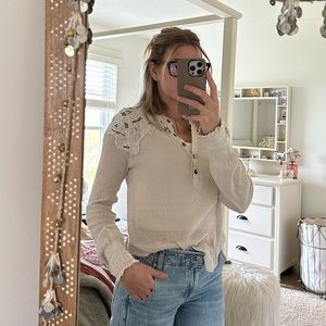 Free people longsleeve. Knit and lace detail. Size small.